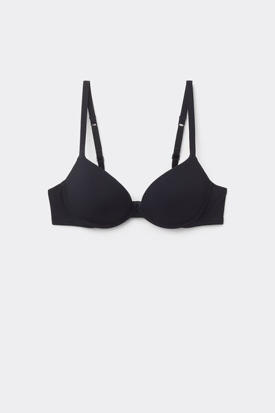 Tezenis Sujetador Push-Up con Relleno de Microfibra Reciclada Venice Mujer Negro Tamaño 1B