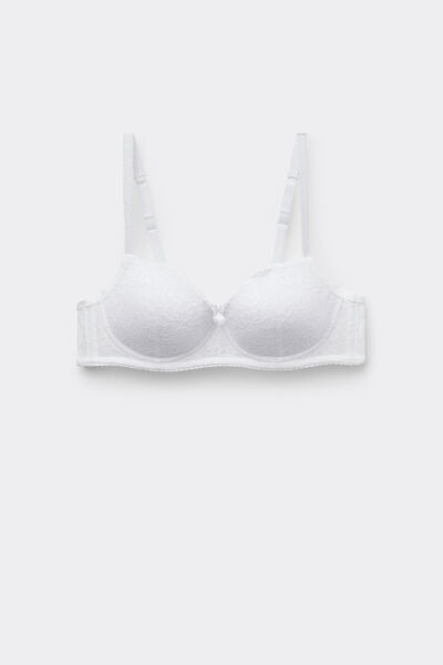 Tezenis Sujetador Balconette Con Relleno Ligero de Encaje Reciclado Wien Mujer Blanco Tamaño 2B