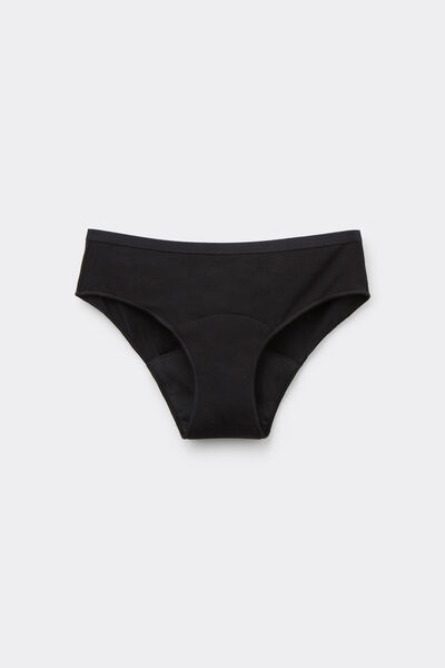 Tezenis Braga menstrual flujo medio algodón orgánico Mujer Negro Tamaño L