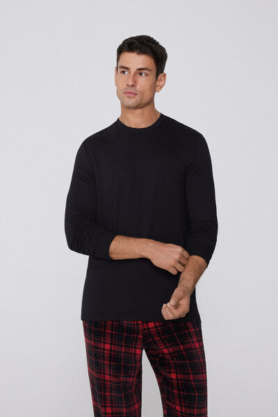 Tezenis Camiseta Manga Larga Viscosa Afelpada Hombre Negro Tamaño L