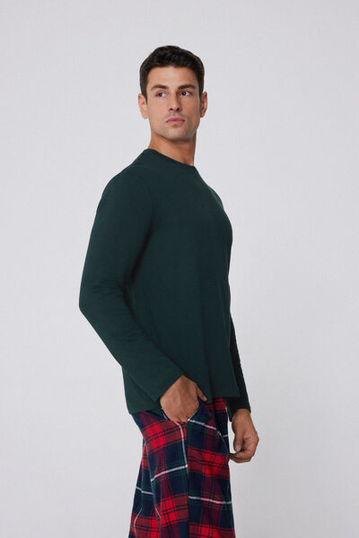 Tezenis Camiseta Manga Larga Viscosa Afelpada Hombre Verde Tamaño L