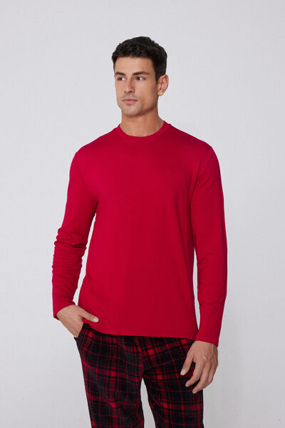 Tezenis Camiseta Manga Larga Viscosa Afelpada Hombre Rojo Tamaño L