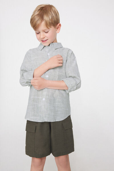 Tezenis Camisa Manga Larga Niño Tela Algodón Efecto Lino Niño Gris Tamaño 10-11