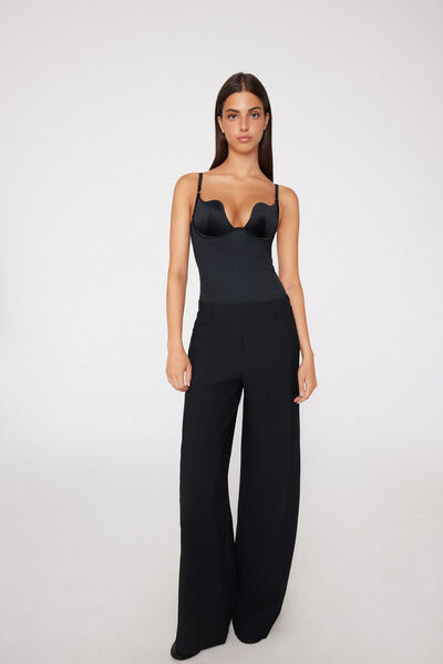 Tezenis Body Push-Up Escotado Essential Details Mujer Negro Tamaño 1B