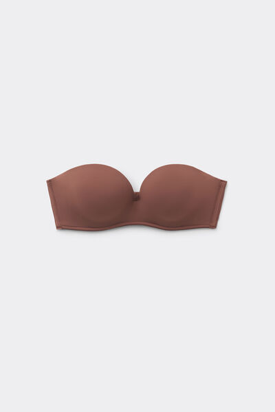Tezenis Sujetador Bandeau Escotado con Relleno de Microfibra Reciclada Mujer Marrón Tamaño 1B