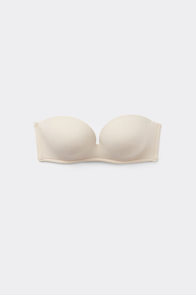 Tezenis Sujetador Bandeau Escotado con Relleno de Microfibra Reciclada Mujer Blanco (avorio) Tamaño 1B