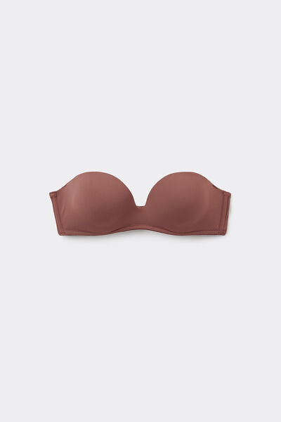 Tezenis Sujetador bandeau acolchado de microfibra reciclada de New York Mujer Marrón Tamaño 1B
