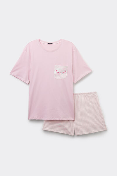 Tezenis Pijama Corto Media Manga con Bolsillo Mujer Rosa Tamaño L