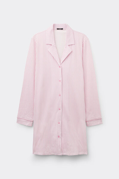 Tezenis Camisón Abierto de Algodón a Rayas Mujer Rosa Tamaño L