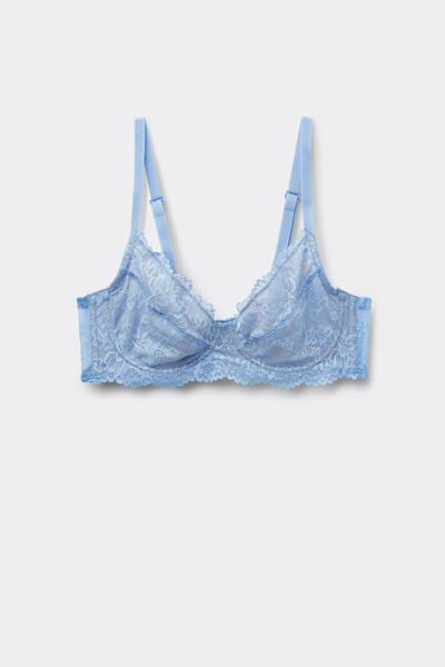 Tezenis Sujetador balconette sin relleno de encaje reciclado Paris Mujer Azul Claro Tamaño 2B
