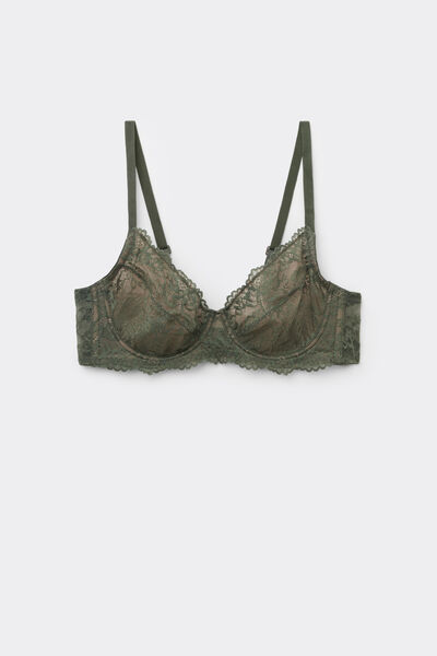 Tezenis Sujetador balconette sin relleno de encaje reciclado Paris Mujer Verde Tamaño 2B