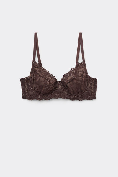 Tezenis Sujetador balconette sin relleno de encaje reciclado Paris Mujer Marrón Tamaño 2B