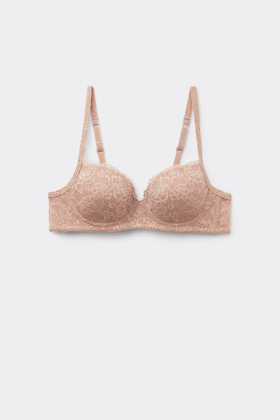 Tezenis Sujetador Balconette Con Relleno Ligero de Encaje Reciclado Wien Mujer Natural Tamaño 2B