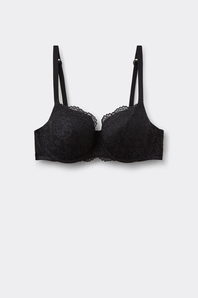 Tezenis Sujetador Balconette de Encaje Reciclado Prague Full Cover Mujer Negro Tamaño 2C
