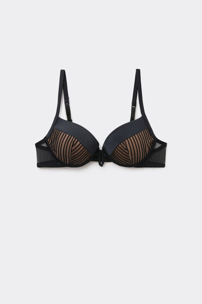 Tezenis Sujetador Push-Up Athens Sheer Lines Mujer Negro Tamaño 1B