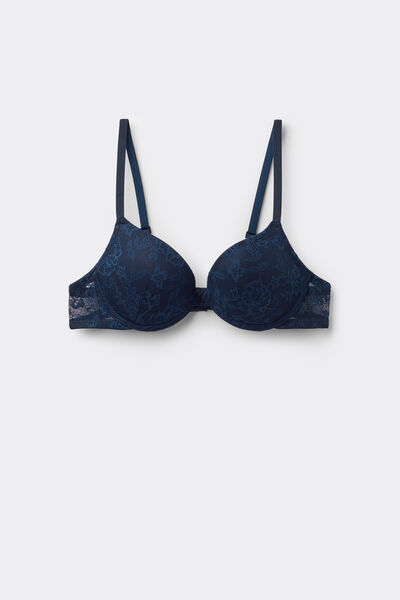 Tezenis Sujetador Super Push-up Encaje Reciclado Los Angeles Mujer Azul Tamaño 1B