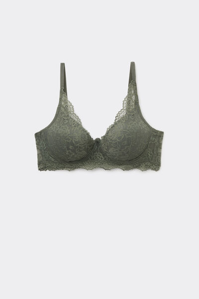Tezenis Sujetador super push up plunge de encaje reciclado Malibu Mujer Verde Tamaño 1B