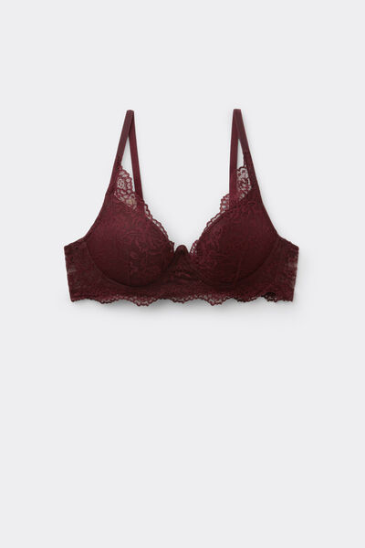 Tezenis Sujetador super push up plunge de encaje reciclado Malibu Mujer Rojo Tamaño 1B