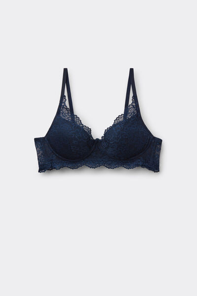 Tezenis Sujetador super push up plunge de encaje reciclado Malibu Mujer Azul Tamaño 1B