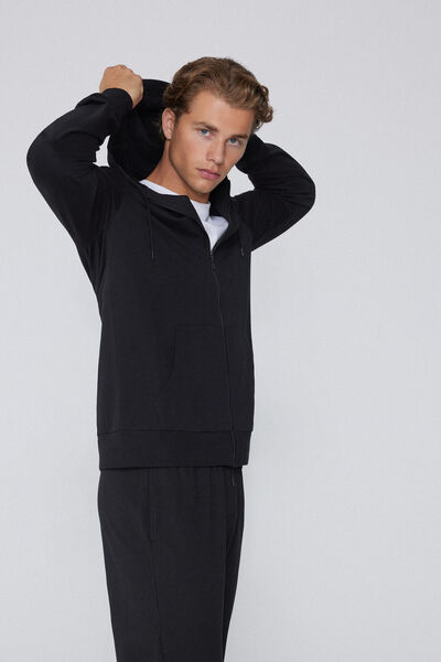 Tezenis Sudadera Manga Larga Cremallera Capucha Hombre Negro Tamaño L