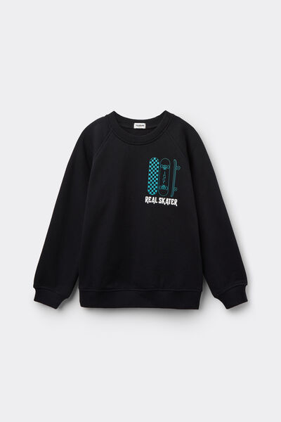 Tezenis Teplá Chlapecká Mikina s Kulatým Výstřihem a Potiskem Chlapec Cerná Velikost 2-3