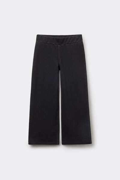 Tezenis Pantaloni Palazzo Denim Extra Stretch Bimba Bambina Nero Taglia 6-7 A (116-122 Cm)-image