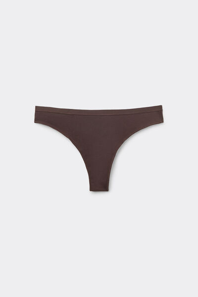 Tezenis Culotte BréSilienne Coton Biologique Uni Femme Marron Taille M-image
