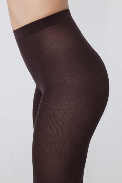 Tezenis Collant Couvrant Avec Cachemire Femme Marron Taille L-image