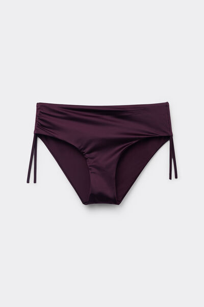 Tezenis Bikini Braguita Alta Fruncido Shiny Glam Burdeos Mujer Violeta