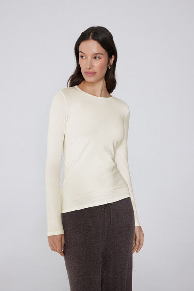 Tezenis Camiseta con Cuello Redondo de Algodón y Modal Térmico Mujer