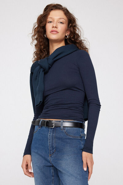 Tezenis Camiseta Manga Larga Canalé Cuello Redondo Mujer