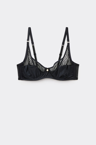 Tezenis Sujetador Balconette Paris Sheer Lines Mujer Negro Tamaño 3C
