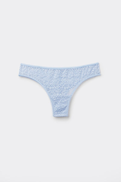 Tezenis Braguita Brasileña de Encaje Reciclado Mujer Azul Claro