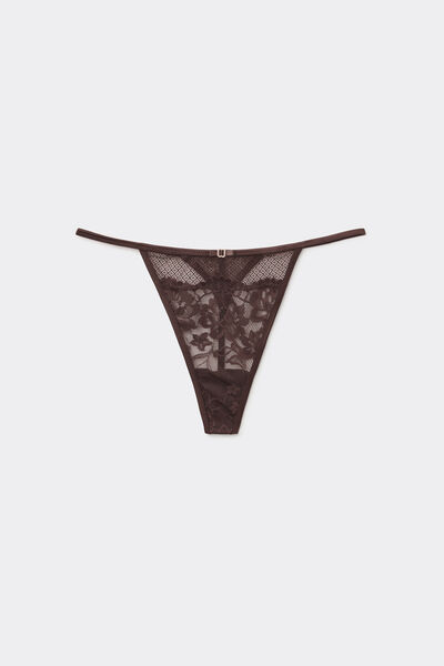 Tezenis Tanga con Tira Lateral Estilo Tanga Pretty Muse Mujer Marrón