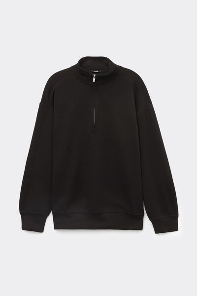 Tezenis Camiseta/Sudadera con Cremallera Therm Touch Mujer Negro