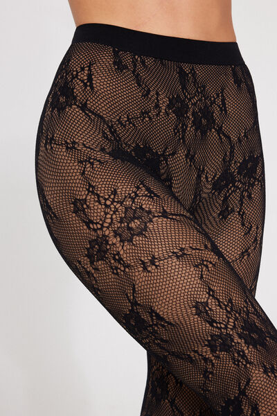 Tezenis Pantis Térmicos Encaje Efecto Nude Mujer Negro