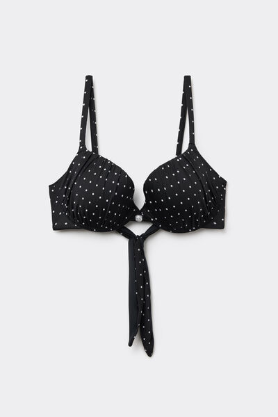 Tezenis Top Bikini Push-Up Relleno Ligero Perle Pois Mujer Negro Tamaño 4