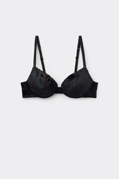 Tezenis Sujetador Super Push-Up Los Angeles Romantic Velvet Mujer Negro