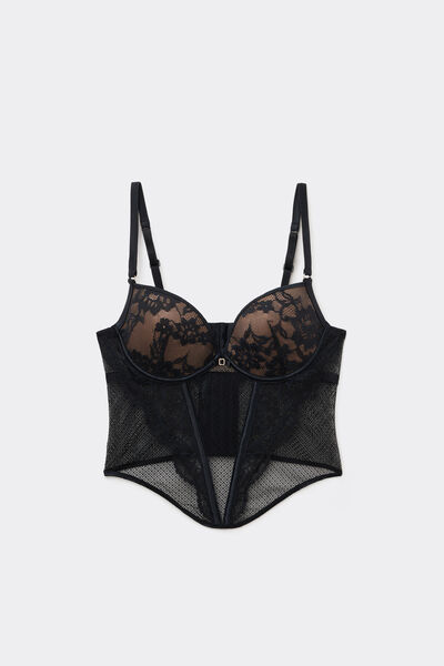 Tezenis Sujetador Bra Top con Relleno Pretty Muse Mujer Negro Tamaño 4B