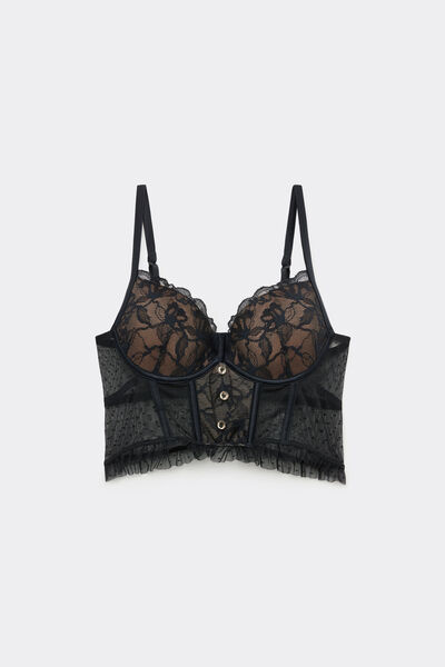 Tezenis Sujetador Tipo Top Petite Bon Ton Mujer Negro