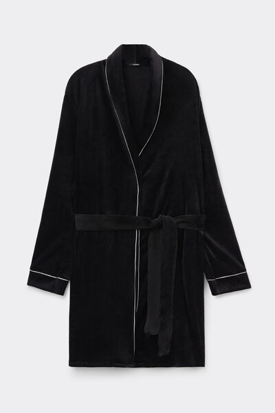Tezenis Bata Forro Polar Efecto Terciopelo Mujer Negro