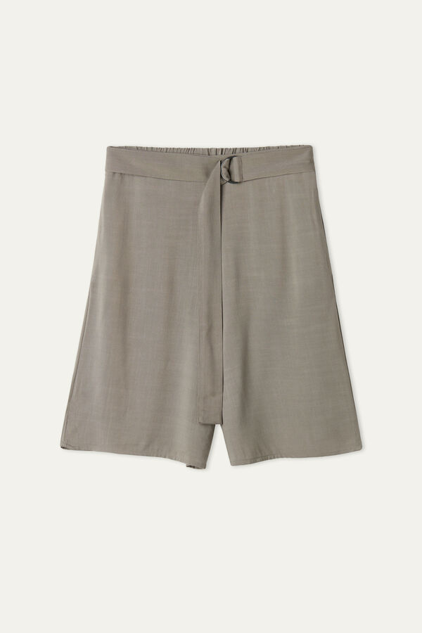 Cotton Canvas Bermuda Shorts with Belt  