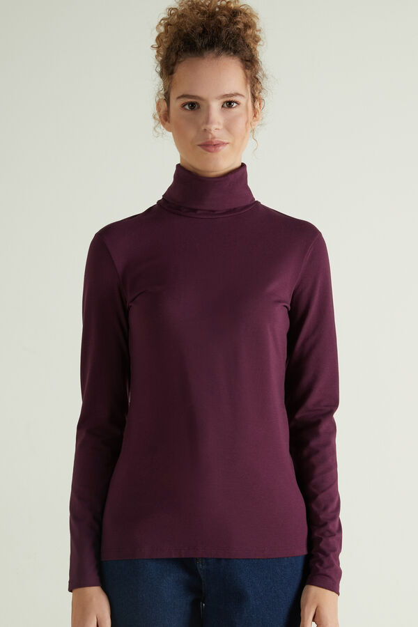 Cotton and Thermal Modal Polo Neck Top  