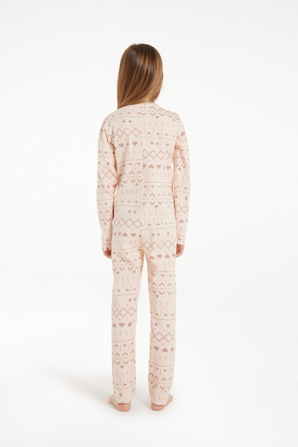 Onesie-Pyjama aus mittelschwerer Baumwolle mit nordischem Print Mädchen  