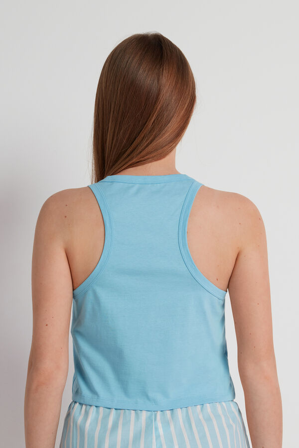 Short Cotton Vest Top with Wide Shoulder Straps  