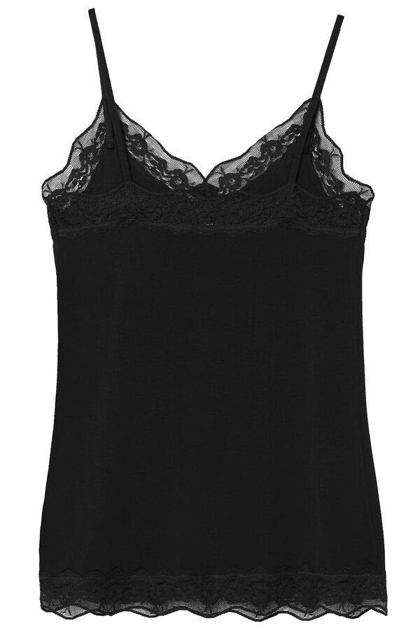 V-Neck Viscose Camisole with Lace  