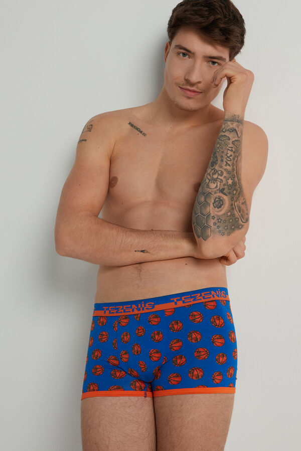 Printed Cotton Boxers with Elasticated Logo Waistband  