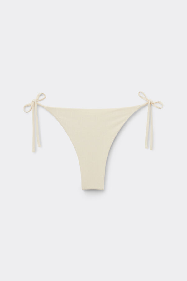 White Paradise Bay Tie Brazilian Bikini Bottoms  
