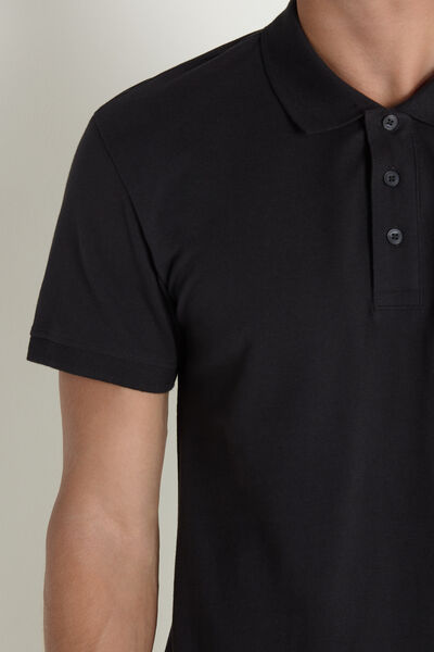 Pique Cotton Polo Shirt with Buttons