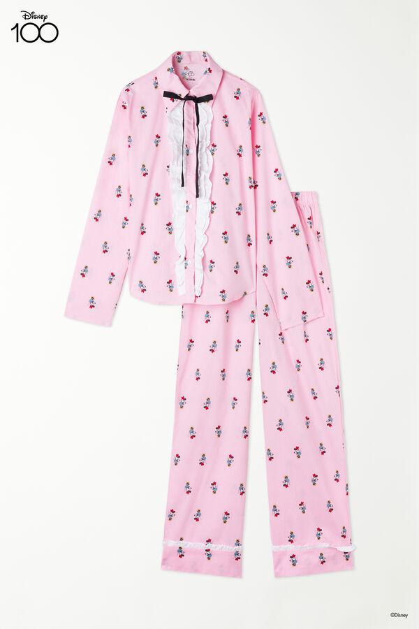 Long Cotton Canvas Button-Down Pyjamas with Disney 100 Print  